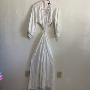 VICI Cutout Maxi Dress White Long Sleeve Button Back Boho Chic Size Small